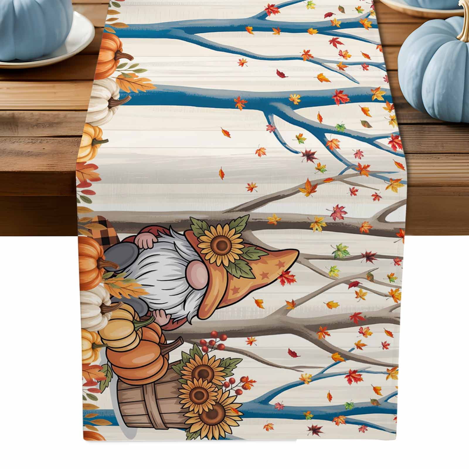 ERUNPONLY Fall Gnomes Table Runner - 72 Inch Long Thanksgiving Pumpkin ...