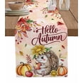 thumbnail image 1 of ERUNPONLY Fall Hedgehog Table Runner - 72 Inch Long Thanksgiving Pumpkin Sunflower Leaves Pink Cotton and Linen Blended Dress Scarves Farmhouse Table Runner for Kitchen Dining, Coffee Table, 14"x72", 1 of 8