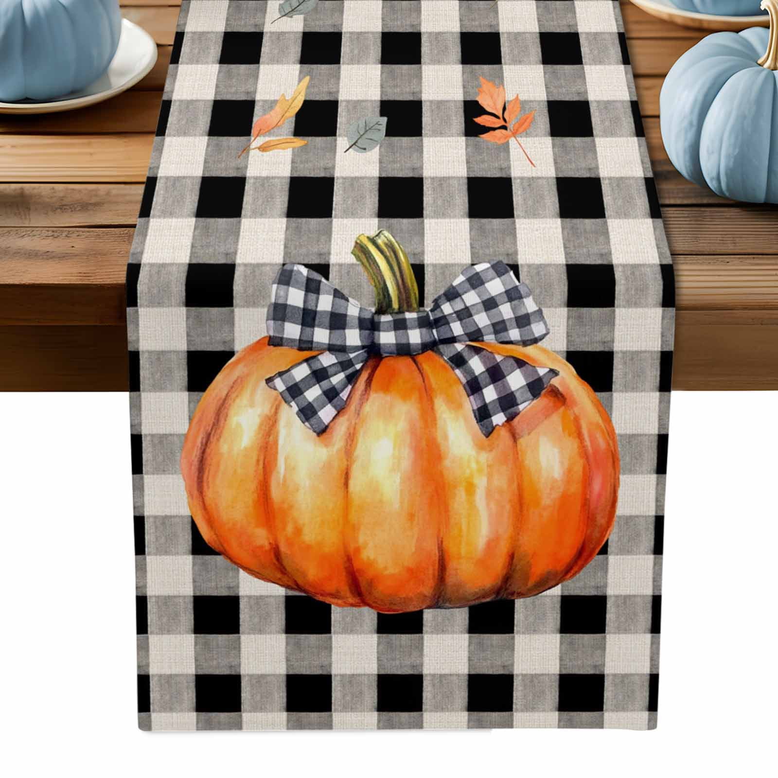 ERUNPONLY Fall Orange Pumpkin Table Runner - 120 Inch Long Thanksgiving ...