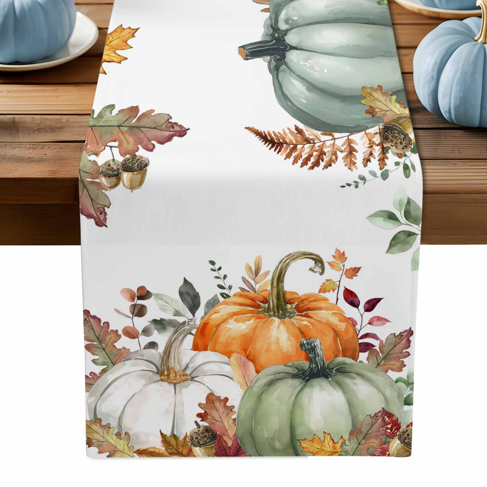 ERUNPONLY Fall Orange Pumpkins Table Runner - 70 Inch Long Thanksgiving ...