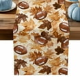 thumbnail image 1 of ERUNPONLY Fall Table Runner - 48 Inch Long Thanksgiving Rugby Ball Autumn Country Maple Leaf Cotton and Linen Blended Dress Scarves Farmhouse Table Runner for Kitchen Dining, Coffee Table, 13" x 48", 1 of 8