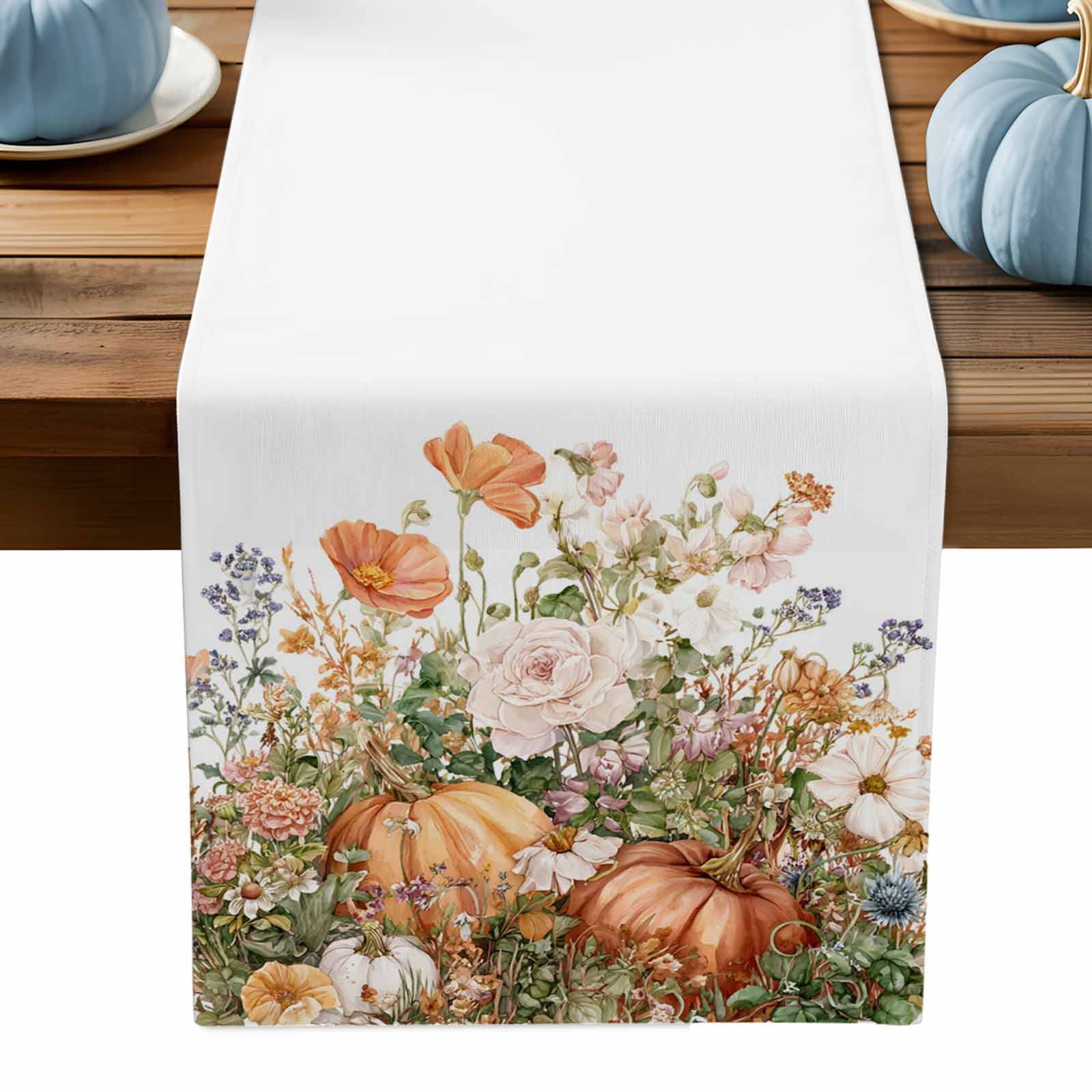 ERUNPONLY Fall Thanksgiving Pumpkins Table Runner - 60 Inch Long Autumn ...