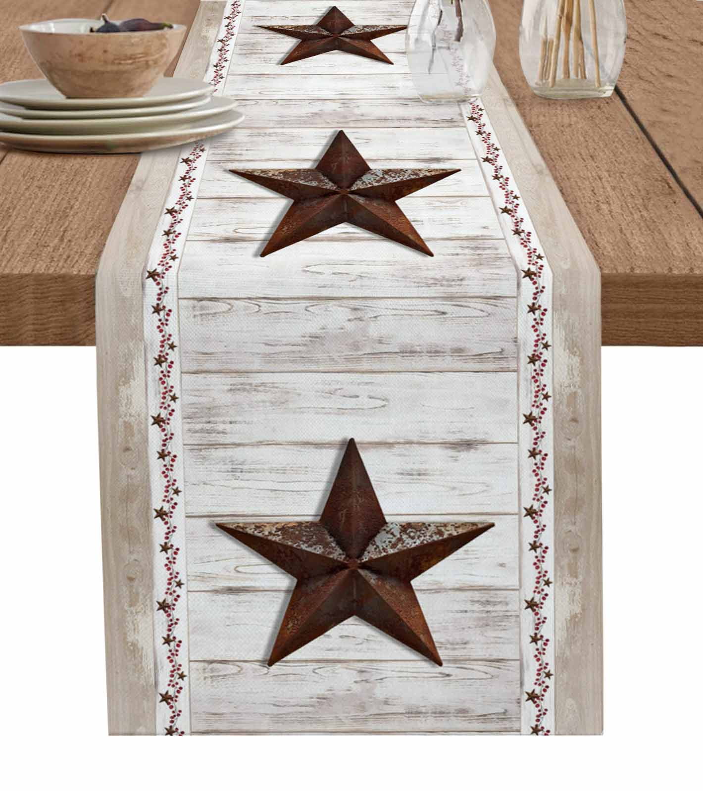 ERUNPONLY Farmhouse Table Runner - 36 Inch Long Rustic Brown Country ...