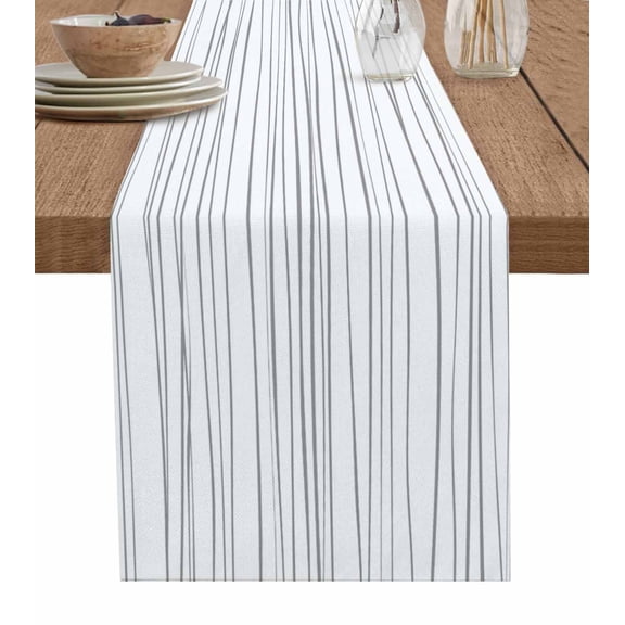 ERUNPONLY Gray Table Runner - 48 Inch Long Abstract Lines Gradient Minimalist Modern Texture Cotton and Linen Blended Dress Scarves Farmhouse Table Runner for Kitchen Dining, Coffee Table, 13"x48"