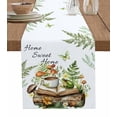 thumbnail image 1 of ERUNPONLY Green Frog Table Runner - 60 Inch Long Botanical Plant Butterfly Coffee Flower Cotton and Linen Blended Dress Scarves Farmhouse Table Runner for Kitchen Dining, Coffee Table, 13"x60", 1 of 8