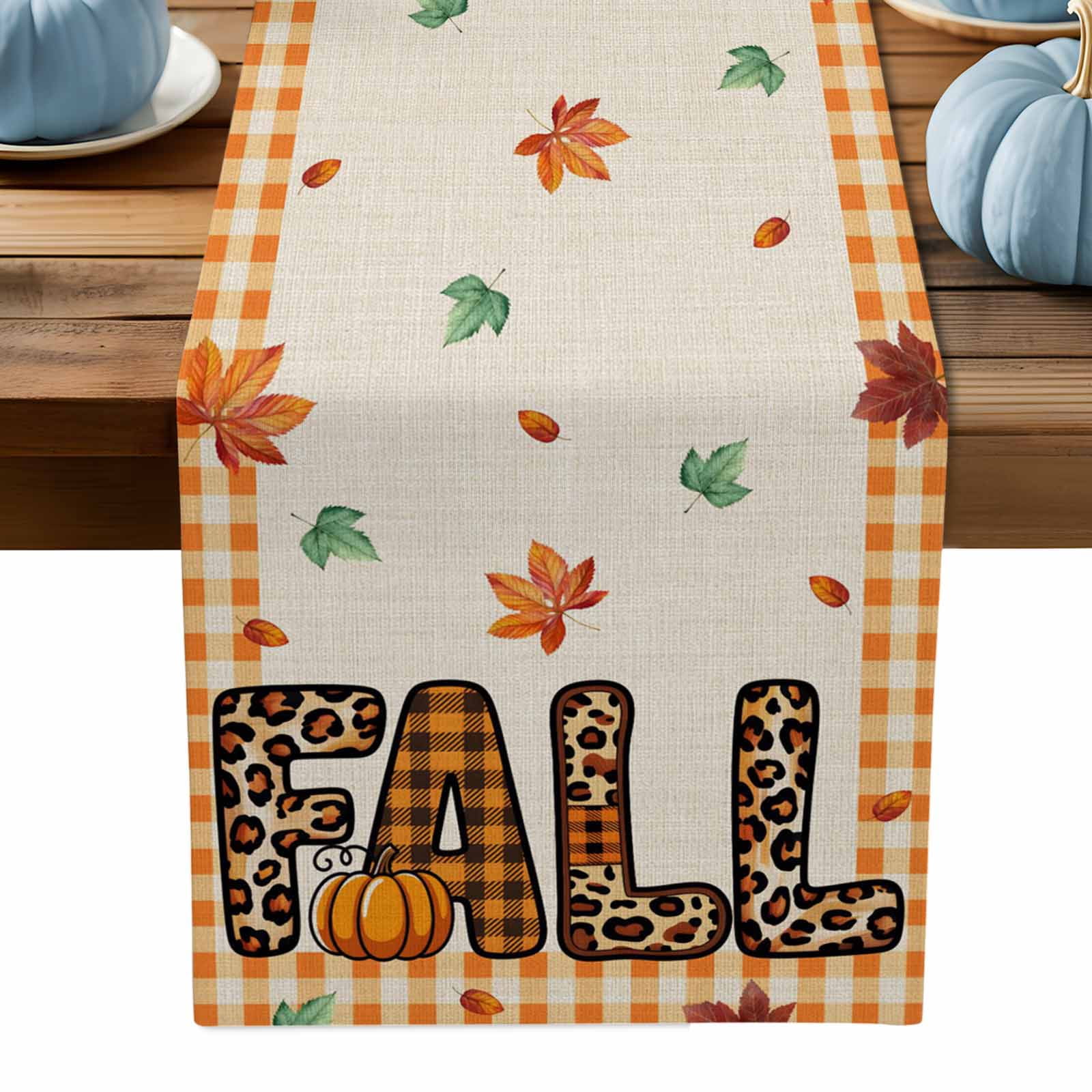 ERUNPONLY Leopard Print Fall Table Runner - 36 Inch Long Thanksgiving ...