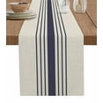 thumbnail image 1 of ERUNPONLY Midnight Blue Striped Table Runner - 72 Inch Long Beige Geometric Modern Art Cotton and Linen Blended Dress Scarves Farmhouse Table Runner for Kitchen Dining, Coffee Table, 18"x72", 1 of 8