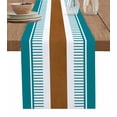 thumbnail image 1 of ERUNPONLY Modern Brown Teal Table Runner - 72 Inch Long Boho Contemporary Geometric Striped Cotton and Linen Blended Dress Scarves Farmhouse Table Runner for Kitchen Dining, Coffee Table, 16" x 72", 1 of 8