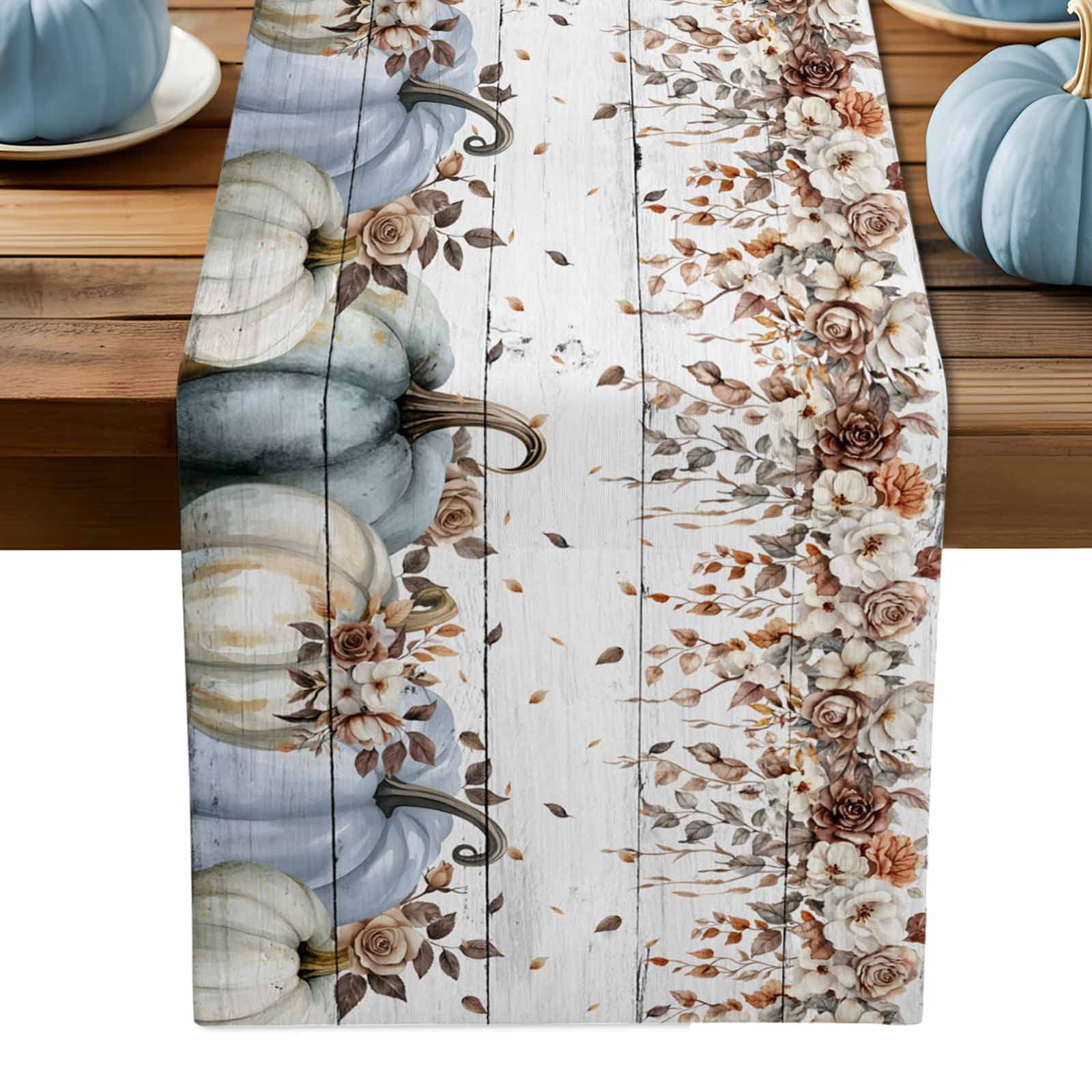 ERUNPONLY Navy Blue Pumpkin Fall Table Runner - 60 Inch Long ...