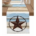 thumbnail image 1 of ERUNPONLY Ombre Wooden Grain Table Runner - 108 Inch Long Western Country Texas Star Retro Cotton and Linen Blended Dress Scarves Farmhouse Table Runner for Kitchen Dining, Coffee Table, 13"x108", 1 of 8