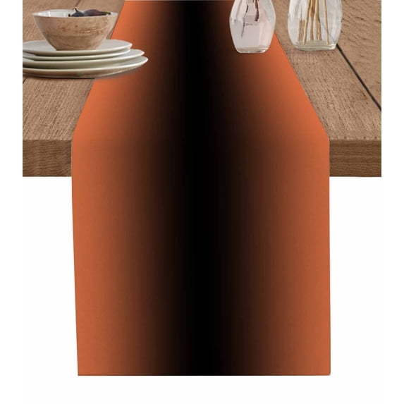ERUNPONLY Orange Black Ombre Table Runner - 48 Inch Long Modern Gradient Abstract Art Cotton and Linen Blended Dress Scarves Farmhouse Table Runner for Kitchen Dining, Coffee Table, 13" x 48"