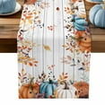 thumbnail image 1 of ERUNPONLY Orange Blue Fall Table Runner - 90 Inch Long Pumpkins Botanical Thanksgiving Wooden Cotton and Linen Blended Dress Scarves Farmhouse Table Runner for Kitchen Dining, Coffee Table, 13" x 90", 1 of 8