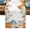 thumbnail image 1 of ERUNPONLY Orange Blue Thanksgiving Fall Table Runner - 36 Inch Long Autumn Botanical Pumpkins Cotton and Linen Blended Dress Scarves Farmhouse Table Runner for Kitchen Dining, Coffee Table, 13" x 36", 1 of 8