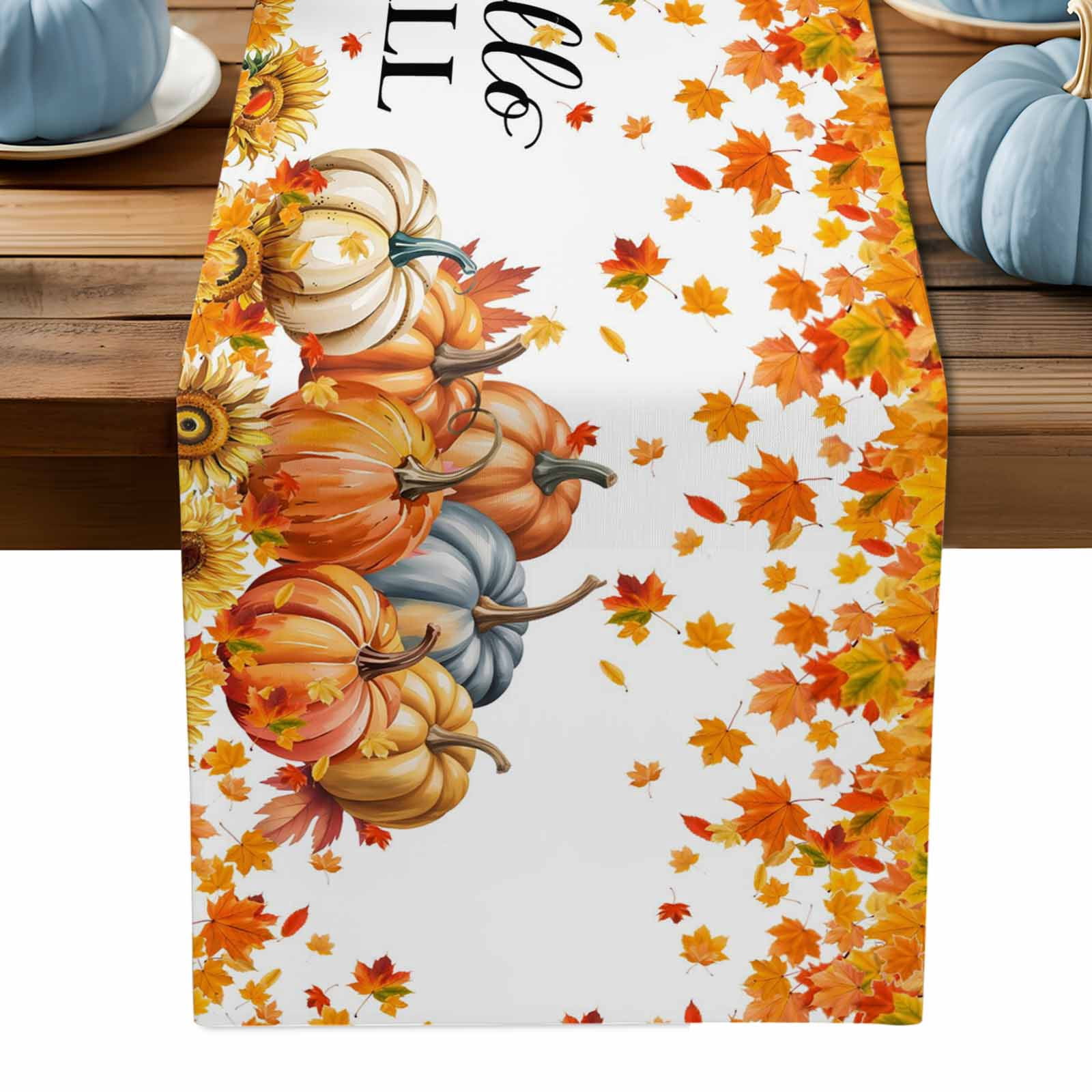 ERUNPONLY Orange Fall Table Runner - 70 Inch Long Thanksgiving Gnomes ...