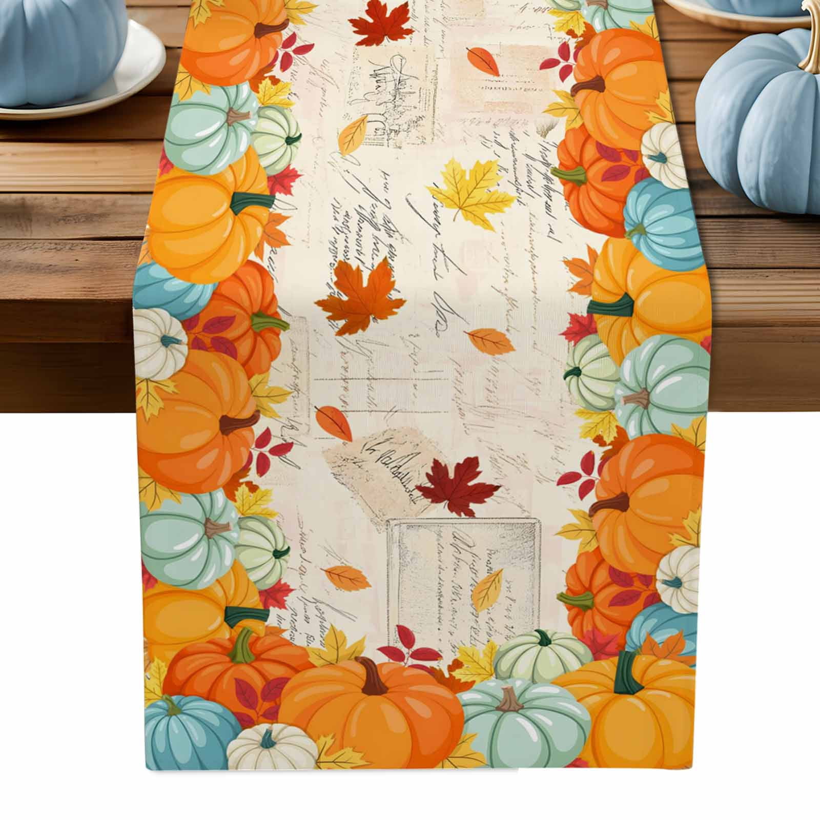 ERUNPONLY Orange Fall Table Runner - 72 Inch Long Thanksgiving Pumpkins ...