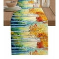 thumbnail image 1 of ERUNPONLY Orange Green Trees Table Runner - 60 Inch Long Watercolor Chic Beanch Leaf Cotton and Linen Blended Dress Scarves Farmhouse Table Runner for Kitchen Dining, Coffee Table, 13"x60", 1 of 8