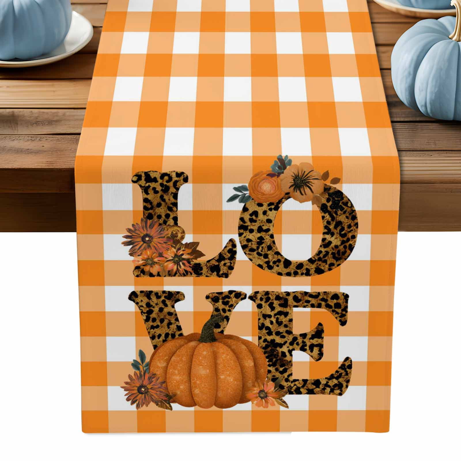 ERUNPONLY Orange Pumpkins Fall Table Runner - 36 Inch Long Thanksgiving ...