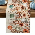 thumbnail image 1 of ERUNPONLY Orange Teal Fall Pumpkins Table Runner - 108 Inch Long Weeping Botanical Thanksgiving Vintage Cotton Linen Dress Scarves Farmhouse Table Runner for Kitchen Dining, Coffee Table, 13" x 108", 1 of 8