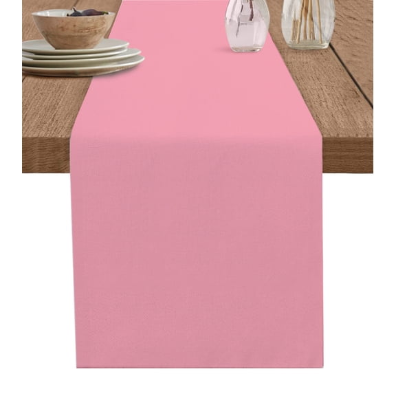 ERUNPONLY Pink Table Runner - 36 Inch Long Pure Pink Cotton and Linen Blended Dress Scarves Farmhouse Table Runner for Kitchen Dining, Coffee Table, 13" x 36"