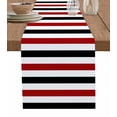 thumbnail image 1 of ERUNPONLY Red Black Stripe Table Runner - 70 Inch Long Farmhouse Watercolor Modern Geometric Cotton and Linen Blended Dress Scarves Farmhouse Table Runner for Kitchen Dining, Coffee Table, 13"x70", 1 of 8
