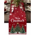 thumbnail image 1 of ERUNPONLY Red Christmas Tree Table Runner - 70 Inch Long Snowflake Tree Xmas Cotton and Linen Blended Dress Scarves Farmhouse Table Runner for Kitchen Dining, Coffee Table, 13" x 70", 1 of 7