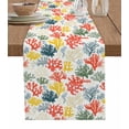 thumbnail image 1 of ERUNPONLY Red Green Coral Coastal Table Runner - 108 Inch Long Summer Beach Nautical Cotton and Linen Blended Dress Scarves Farmhouse Table Runner for Kitchen Dining, Coffee Table, 13"x108", 1 of 8