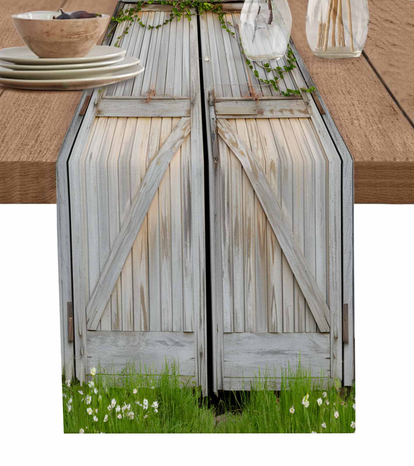 ERUNPONLY Retro Brown Door Table Runner - 120 Inch Long Rustic Vintage ...