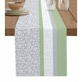 thumbnail image 1 of ERUNPONLY Sage Green Grey Table Runner - 72 Inch Long Chic Garden Floral Stripe Aesthetic Cotton and Linen Blended Dress Scarves Farmhouse Table Runner for Kitchen Dining, Coffee Table, 14"x72", 1 of 8