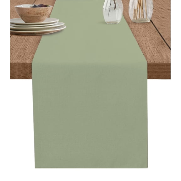 ERUNPONLY Sage Green Table Runner - 60 Inch Long Farmhouse Sage Green Decor Cotton and Linen Blended Dress Scarves Farmhouse Table Runner for Kitchen Dining, Coffee Table, 13" x 60"