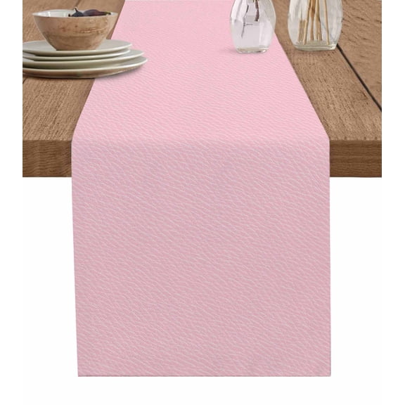 ERUNPONLY Solid Pink Table Runner - 36 Inch Long Romantic Minimalism Abstract Denim Texture Cotton and Linen Blended Dress Scarves Farmhouse Table Runner for Kitchen Dining, Coffee Table, 13"x36"