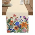 thumbnail image 1 of ERUNPONLY Spring Floral Table Runner - 70 Inch Long Purple Yellow Flower Farmhouse Cotton and Linen Blended Dress Scarves Farmhouse Table Runner for Kitchen Dining, Coffee Table, 13"x70", 1 of 8