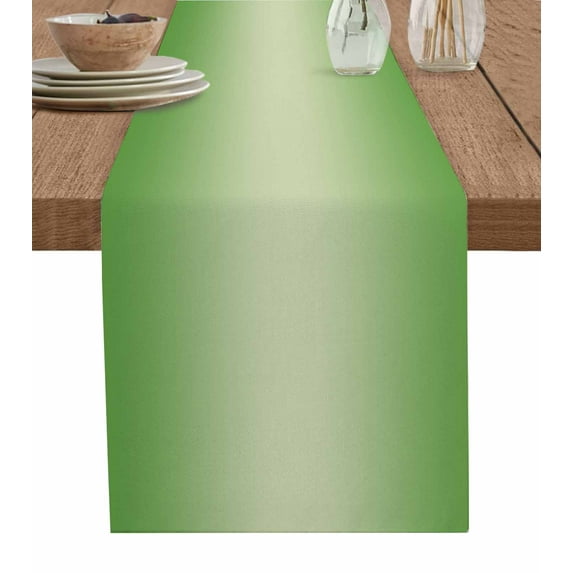 ERUNPONLY Spring Green Ombre Table Runner - 36 Inch Long Modern Gradient Abstract Art Cotton and Linen Blended Dress Scarves Farmhouse Table Runner for Kitchen Dining, Coffee Table, 13" x 36"