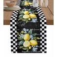 thumbnail image 1 of ERUNPONLY Summer Lemon Table Runner - 48 Inch Long Vintage Black Plaid Blue Spring Floral Cotton and Linen Blended Dress Scarves Farmhouse Table Runner for Kitchen Dining, Coffee Table, 13"x48", 1 of 8