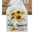 thumbnail image 1 of ERUNPONLY Sunflower Table Runner - 36 Inch Long Summer Bee Wildflower Vintage Grey Wood Grain Cotton and Linen Blended Dress Scarves Farmhouse Table Runner for Kitchen Dining, Coffee Table, 13" x 36", 1 of 8