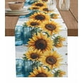 thumbnail image 1 of ERUNPONLY Sunflower Table Runner - 90 Inch Long Pastoral Pastel Yellow Floral Rustic Wood Plank Cotton Linen Blended Dress Scarves Farmhouse Table Runner for Kitchen Dining, Coffee Table, 13" x 90", 1 of 8