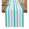 thumbnail image 1 of ERUNPONLY Teal Aqua Stripe Table Runner - 36 Inch Long Gradient Geometric White Vertical Striped Cotton Linen Blended Dress Scarves Farmhouse Table Runner for Kitchen Dining, Coffee Table, 13"x36", 1 of 8