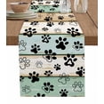 ERUNPONLY Teal Brown Paw Print Table Runner - 108 Inch Long Vintage ...