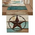 thumbnail image 1 of ERUNPONLY Texas Star Table Runner - 48 Inch Long Country Teal Brown Farmhouse Wooden Cotton and Linen Blended Dress Scarves Farmhouse Table Runner for Kitchen Dining, Coffee Table, 13" x 48", 1 of 8