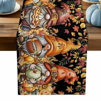 ERUNPONLY Thanksgiving Gnomes Table Runner - 36 Inch Long Autumn Leaves Pumpkins Pastoral Cotton and Linen Blended Dress Scarves Farmhouse Table Runner for Kitchen Dining, Coffee Table, 13" x 36"