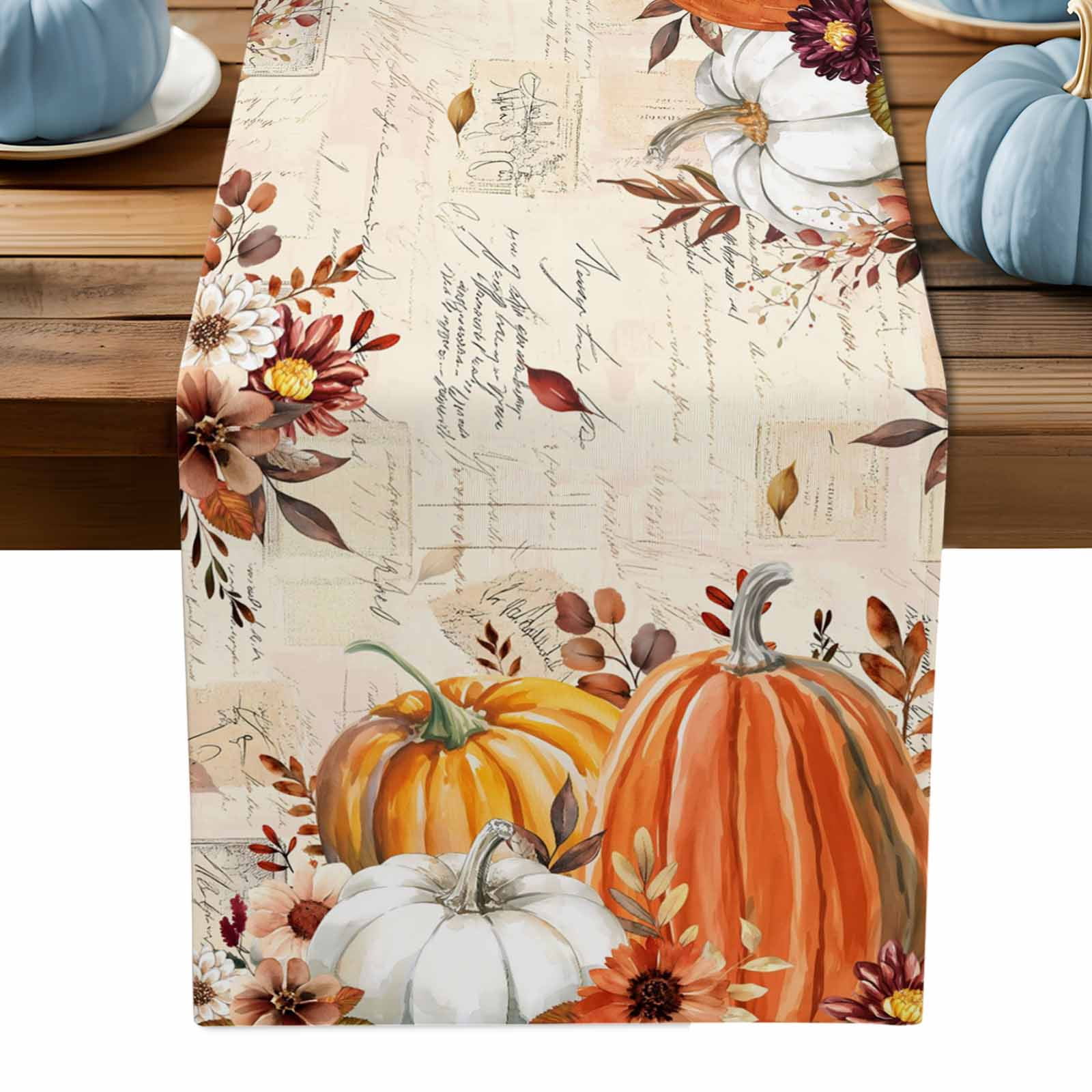 ERUNPONLY Thanksgiving Orange Fall Table Runner - 72 Inch Long Weeping ...