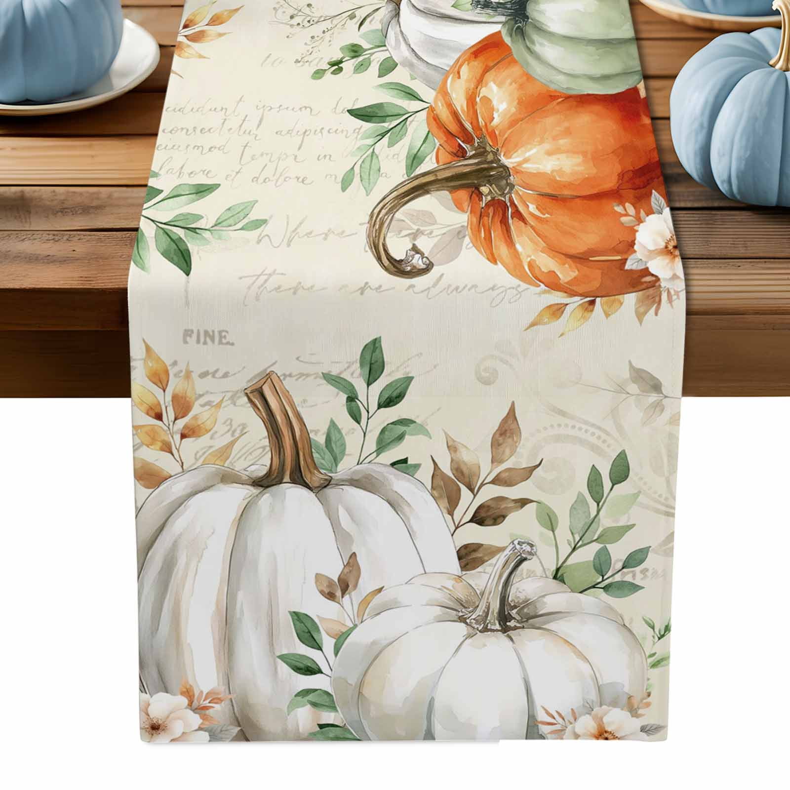 ERUNPONLY Thanksgiving Table Runner - 90 Inch Long Sage Green Orange ...