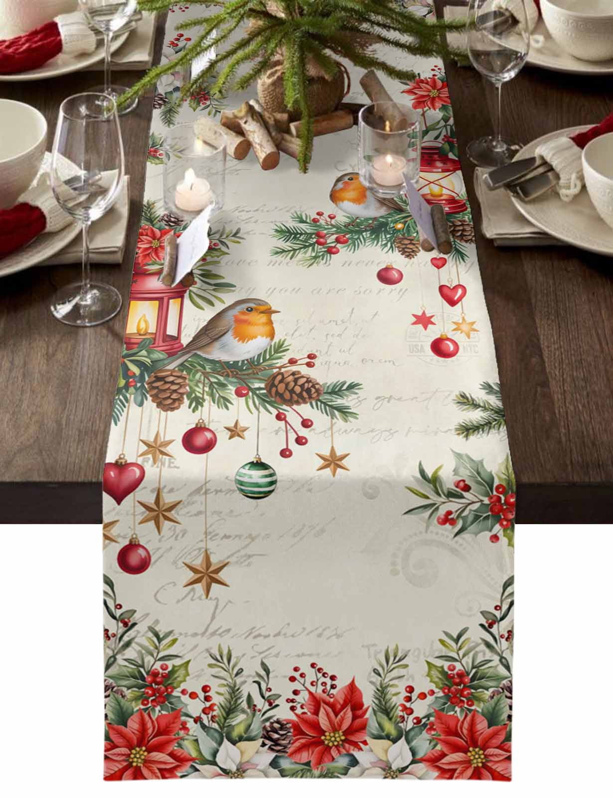 Vintage Christmas Table Runner