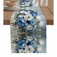 thumbnail image 1 of ERUNPONLY White Blue Spring Floral Table Runner - 70 Inch Long Vintage Botanical Farmhouse Cotton and Linen Blended Dress Scarves Farmhouse Table Runner for Kitchen Dining, Coffee Table, 13"x70", 1 of 8