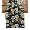 thumbnail image 1 of ERUNPONLY White Daisies Table Runner - 120 Inch Long Black Botanical Floral Flowers Leaves Cotton and Linen Blended Dress Scarves Farmhouse Table Runner for Kitchen Dining, Coffee Table, 13"x120", 1 of 8