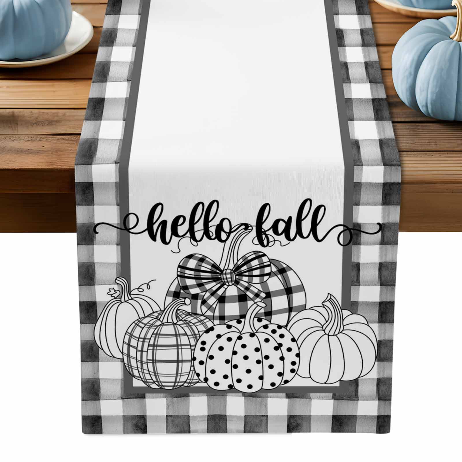 ERUNPONLY White Retro Pumpkin Table Runner - 120 Inch Long Thanksgiving ...