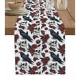 thumbnail image 1 of ERUNPONLY White Skull Halloween Table Runner - 90 Inch Long Red Roses Birds Vintage Cotton and Linen Blended Dress Scarves Farmhouse Table Runner for Kitchen Dining, Coffee Table, 13"x90", 1 of 8