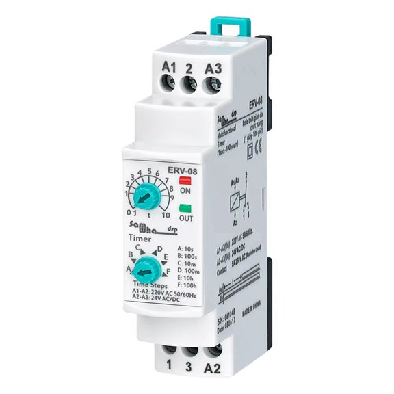 ERV-08 on Delay Multifunctional Time Relay Electronic Adjustable (0,1Sec.-100 Hours)for All Areas Requiring Time Control