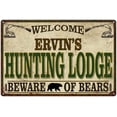 thumbnail image 1 of ERVIN'S Hunting Lodge Sign Man Cave 8x12 Metal Sign 208120085436, 1 of 1