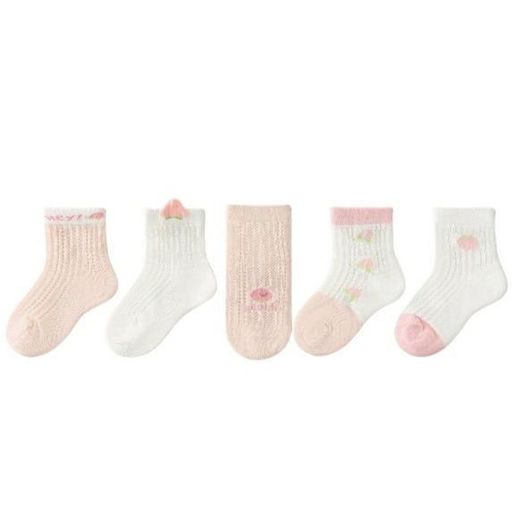 ERkkoi 5 Pairs Baby Cotton Sock Toddler Ankle Crew Walkers Bootie Slippers Socks 5-7 Years