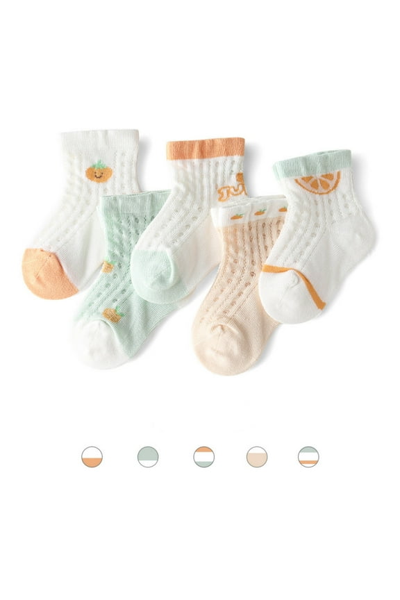 5 Pairs Baby Cotton Sock Toddler Ankle Crew Walkers Bootie Slippers Socks 6-12 Months